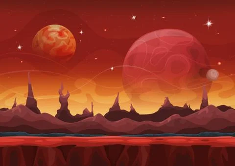 Fantasy Sci-fi Martian Background For Ui Game Stock Illustration