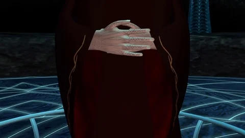 Fantasy Sci fi scene druid activates ancient mechanism 3d render illustration Stock Footage 81770899