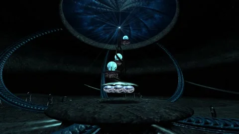 Fantasy Sci-fi tower cave 3d render illustration Stock Footage 148664312