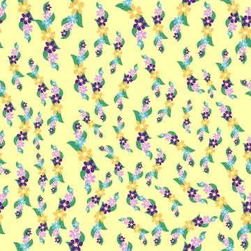 Fantasy seamless floral pattern with blue, azure, tsman, lavender flowers a.. Illustrazione stock