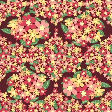 Fantasy seamless floral pattern with blue, pink, purple, red, orange flowers  스톡 일러스트