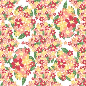 Fantasy seamless floral pattern with blue, pink, purple, red, orange flowers  Illustrazione stock