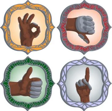 Fantasy set of hand gestures Stock Illustration