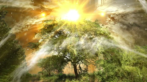Fantasy of Shady Trees at sunrise 스톡 동영상 201121878
