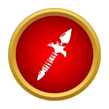 Fantasy short sword weapon icon on red button Stock Illustration