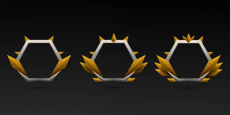 Fantasy silver and gold border game gui avatar frames template Stock Illustration