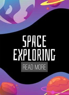 Fantasy space exploring videogame poster, flat cartoon vector illustration 스톡 일러스트