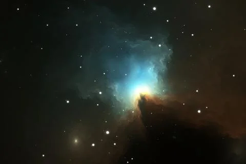 Fantasy space nebula. Giant interstellar cloud with stars Stock Illustration