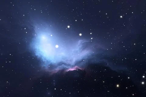 Fantasy space nebula. Giant interstellar cloud with stars Stock Illustration