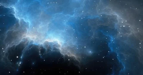 Fantasy space nebula. Giant interstellar cloud with stars Stock Illustration