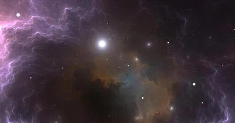 Fantasy space nebula. Giant interstellar cloud with stars Illustrazione stock
