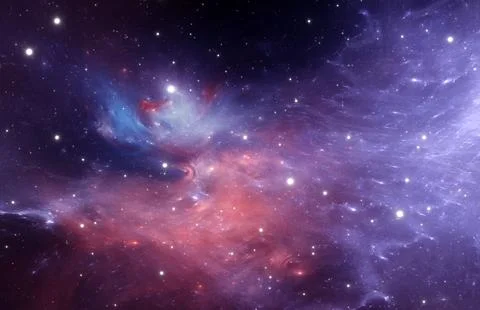 Fantasy space nebula. Giant interstellar cloud with stars Illustrazione stock