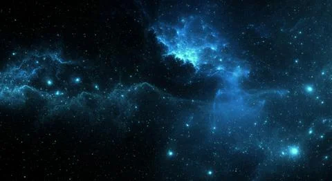 Fantasy space nebula. Giant interstellar cloud with stars Illustrazione stock
