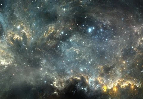 Fantasy space nebula. Giant interstellar cloud with stars 스톡 일러스트