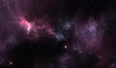 Fantasy space nebula. Giant interstellar cloud with stars Stock Illustration