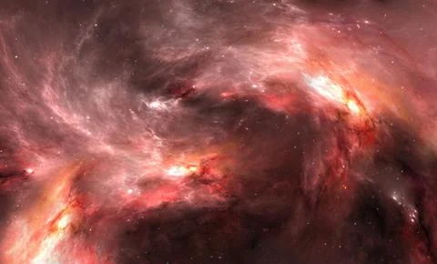 Fantasy space nebula. Giant interstellar cloud with stars Illustrazione stock