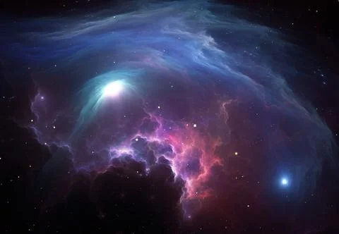 Fantasy space nebula. Giant interstellar cloud with stars 스톡 일러스트