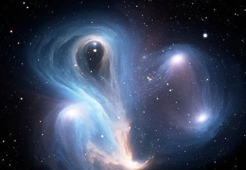 Fantasy space nebula. Giant interstellar cloud with stars Stock Illustration