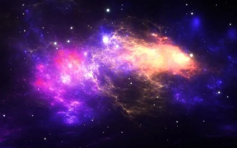 Fantasy space nebula. Giant interstellar cloud with stars Stock Illustration