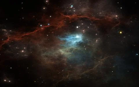Fantasy space nebula. Giant interstellar cloud with stars Stock Illustration