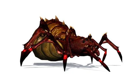 Fantasy spider with shadow on the floor - sideview from left Illustration