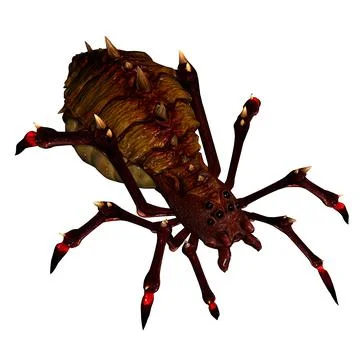 Fantasy spider - sideview from left - isolated on white background Иллюстрация