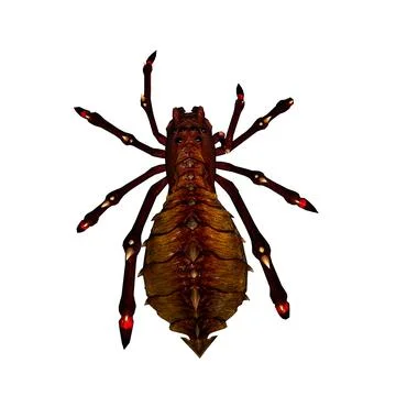 Fantasy spider - top view - isolated on white background Illustrazione stock