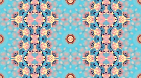 Fantasy spring floral kaleidoscopic texture with cherry flowers and leaves Vídeo Stock 61347404