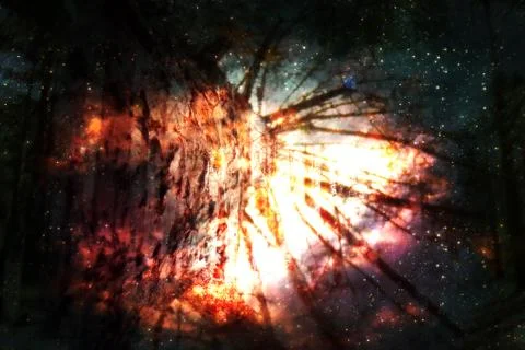 Fantasy Starry Forest Stock Illustration