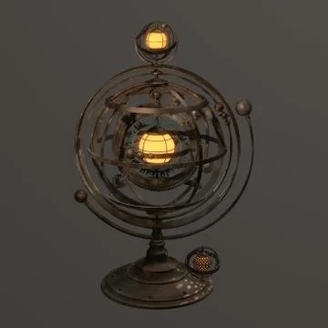 Fantasy steampunk armillary sphere styled lamp Stock Photos