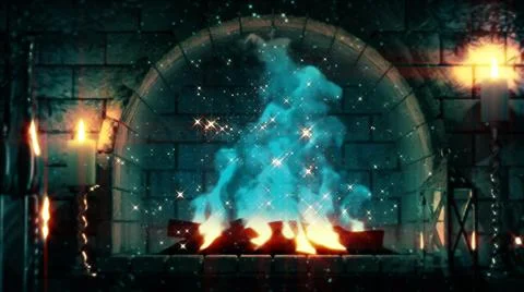 Fantasy stone grate flames lighting - digital object 3D rendering Stock Illustration