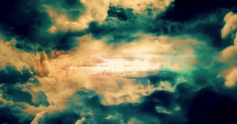 Fantasy Storm Clouds in Various Colors are Passing Through Stock Footage 77697765