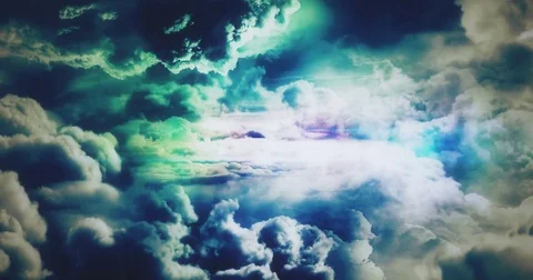 Fantasy Storm Clouds in Various Colors are Passing Through Stock Footage 77697917