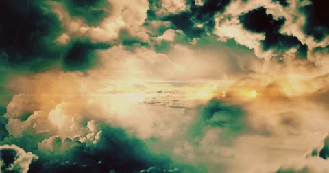 Fantasy Storm Clouds in Various Colors are Passing Through Stock Footage 77698235