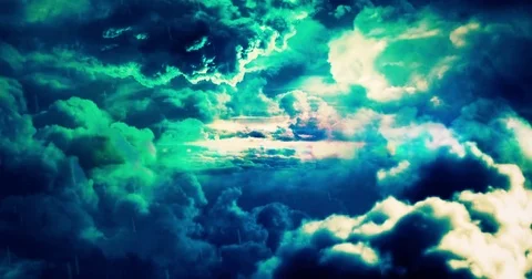 Fantasy Storm Clouds in Various Colors are Passing Through Stock Footage 77698859