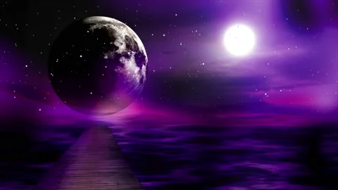 Fantasy Sunset and the moon on the beach Stock Footage 159282029