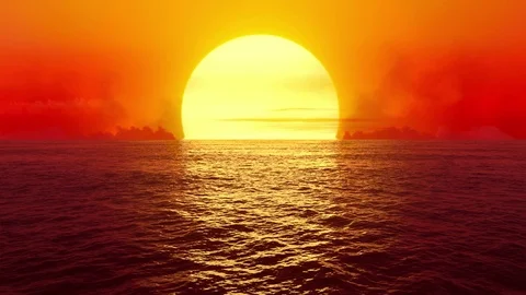Fantasy sunset over seamlessly looped ocean.  Stock Footage 80729712
