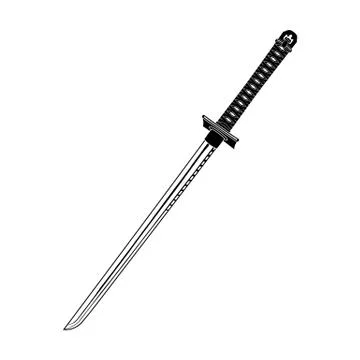 Fantasy sword. Direct blade of the ninja. Ninjato. Stock Illustration