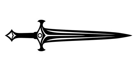Fantasy sword icon. Medieval sword and futuristic weapon for game interface Stock Illustration