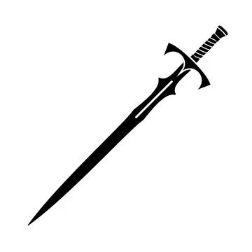 Fantasy Sword Silhouette Vector Illustration Stock Illustration