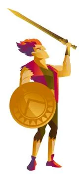 Fantasy sword warrior hero Stock Illustration