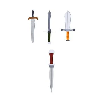 Fantasy swords and dagger weapons collection Stock Illustration