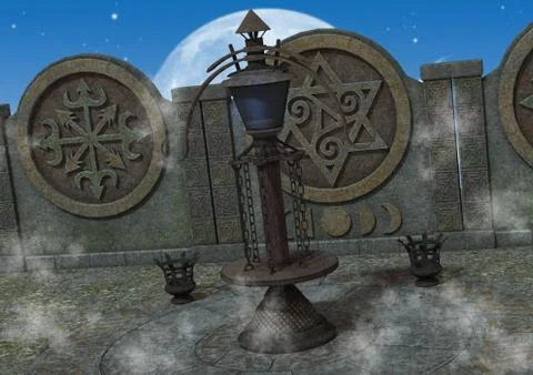 Fantasy temple Stock Illustration