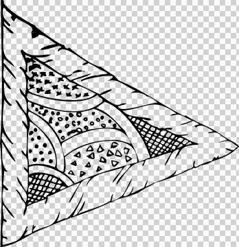 Fantasy triangles in hand-drawing style. Patterns and dots. PNG 스톡 일러스트
