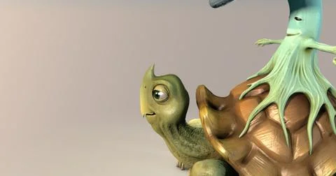 Fantasy turtle and mushroom Stock Illustration