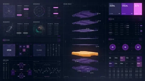 Fantasy user interface control panel hud video Stock Footage 289067639