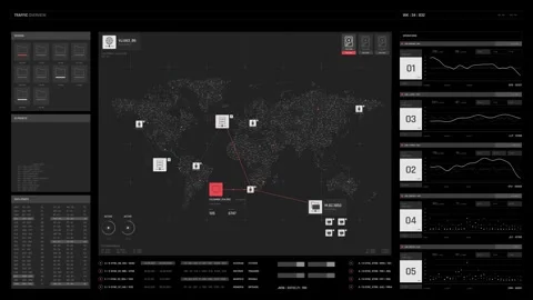 Fantasy user interface operating system video | Location tracing Stock Footage 289061809