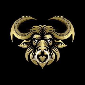 Fantasy Vector of Buffalo King with Golden Touch Stock Illustration