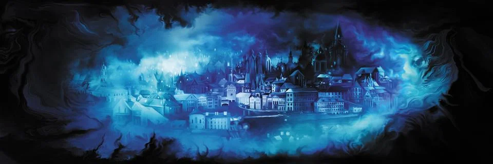 Fantasy vision city banner Stock Illustration