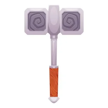 Fantasy war hammer, square, with a spiral pattern and a wooden handle. Stock Illustration
